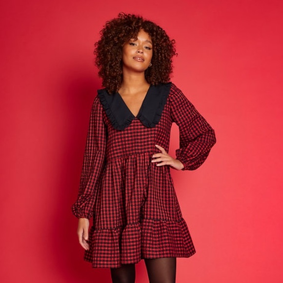 House of Harlow 1960 Dresses & Skirts - Molby The Label Handmade Red Gingham Buffalo Check Bertie Peasant Dress